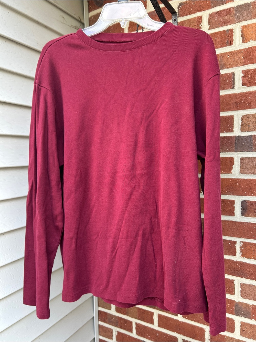 Men’s Maroon Long-Sleeve Crewneck T Size XXL 100% Cotton Vintage